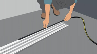 Illustration showing how to fit bottom seals to the bottom of the industrial strength aluminium seal