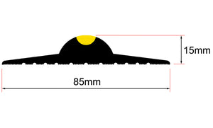 Illustration of the measurements of 15mm garage door floor seal kit