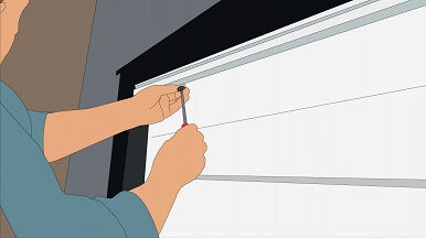 Illustration showing how to install a garage door top seal