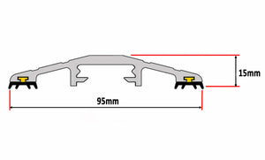 Diagram of the dimensions of the 15mm commercial door threshold seal