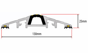 Illustration of the height and width dimensions of 25mm commercial threshold seal