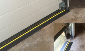 Two images showing how to install a 20mm garage door weather seal