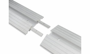 Photo showing how the aluminium sections of the 25mm commercial door threshold seal interlock