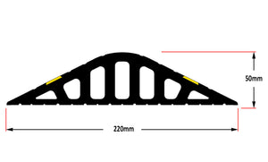 Illustration showing the dimensions of the 50mm garage door flood barrier Garadam