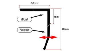 Diagram showing the measurements of the Garage Door Top Seal