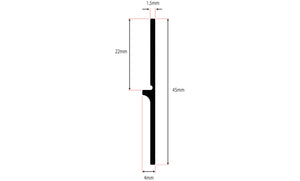 Diagram showing the dimensions of the garage door side seal